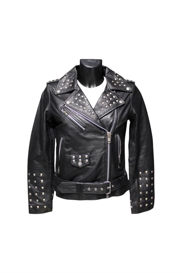 LONDON BIKER SCOTICH LADIES WHIT STUDS